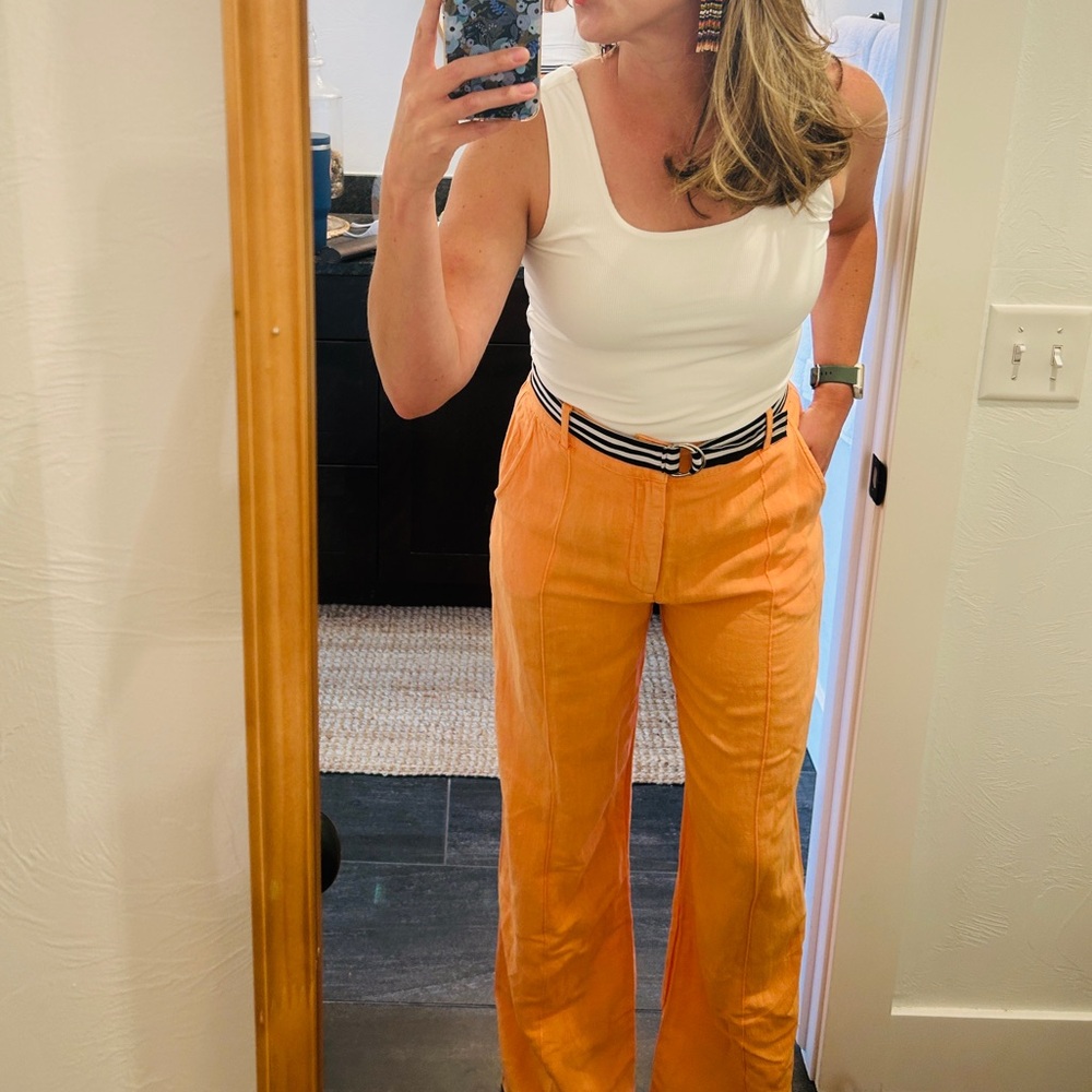 Young Fabulous & Broke Orange Wide Leg Pants Structured Design